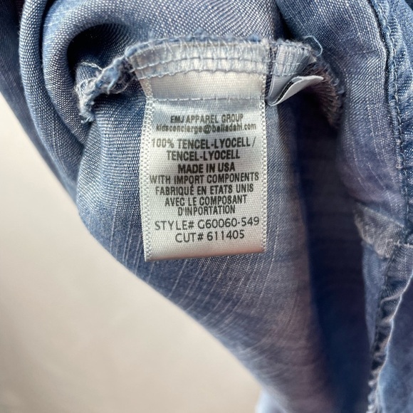 Bella Dahls Girls Ruffle Neck Long Sleeve Dress with Belt in Blue Size 10 - Picture 4 of 7